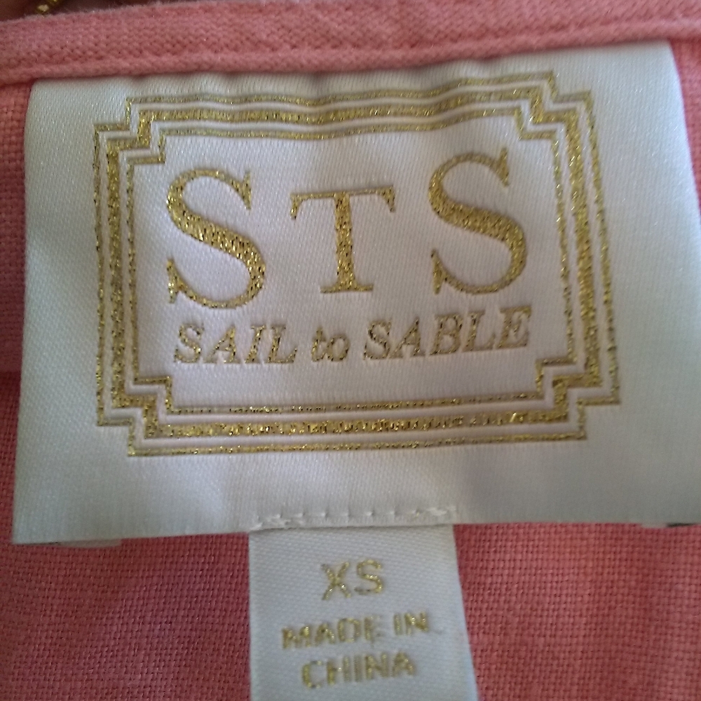 NWOT SAIL TO SABLE LINEN Pink Mini Dress Green Floral Embroidery Sz XS PTP 18-19 - Picture 2 of 8